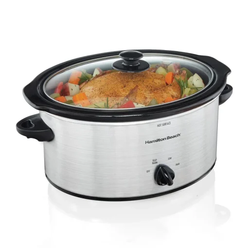 5 Quart Slow Cooker, Silver