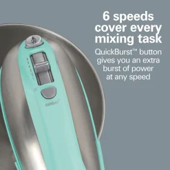 6 Speed Stand Mixer, Aqua Blue