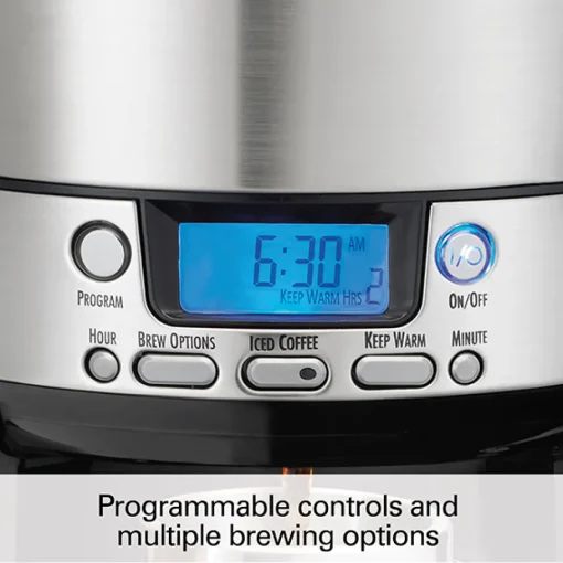 BrewStation® 12 Cup Programmable Coffee Maker with Removable Water Reservoir, Black & Stainless