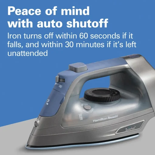 Durathon® Electronic Retractable Cord Iron with 3-Way Auto Shutoff, Silver