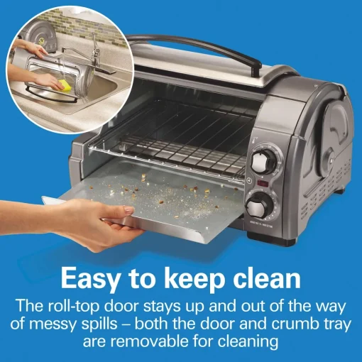 Easy Reach® 4 Slice Toaster Oven with Roll-Top Door