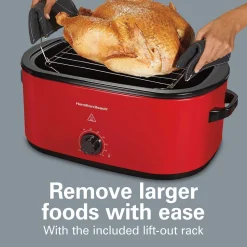 Electric Roaster Oven, 22 Quarts, Red
