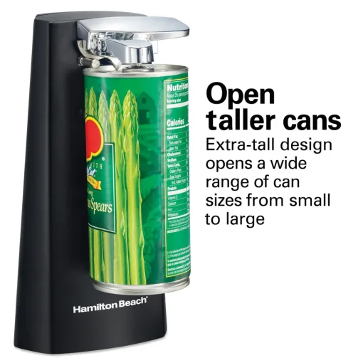 Extra-Tall Can Opener with Removable Cutting Lever, Black