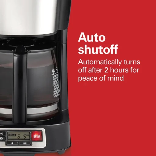 FrontFill® 5 Cup Compact Coffee Maker with Programmable Clock & Glass Carafe