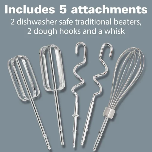 Hand Mixer with Snap-On Case and Dough Hooks