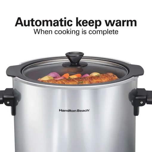 Sear & Cook 10 Quart Stockpot Slow Cooker, Silver