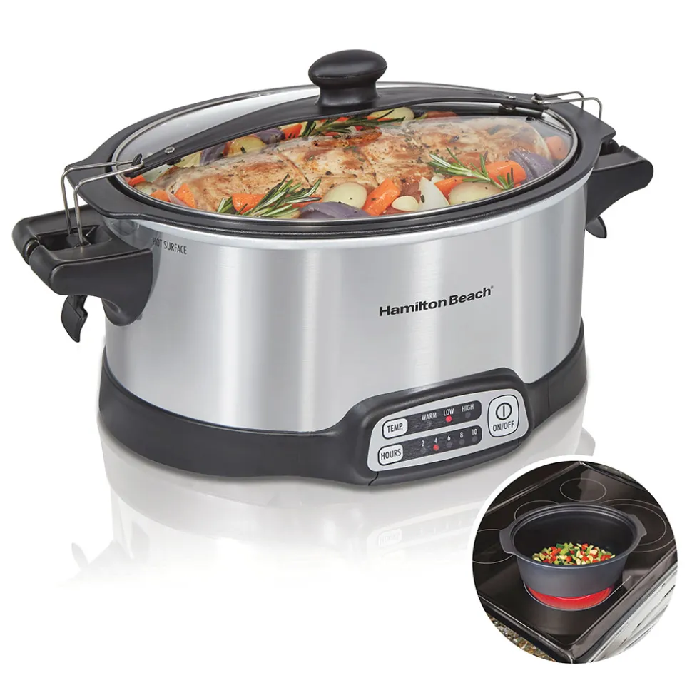 Stay or Go® Sear & Cook 6 Quart Slow Cooker, Silver